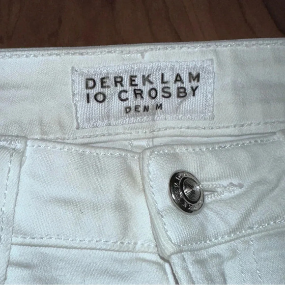 DEREK LAM 10 CROSBY Mila Patchwork Girlfriend Mid Rise White Denim Jeans sz 25 - Picture 2 of 8